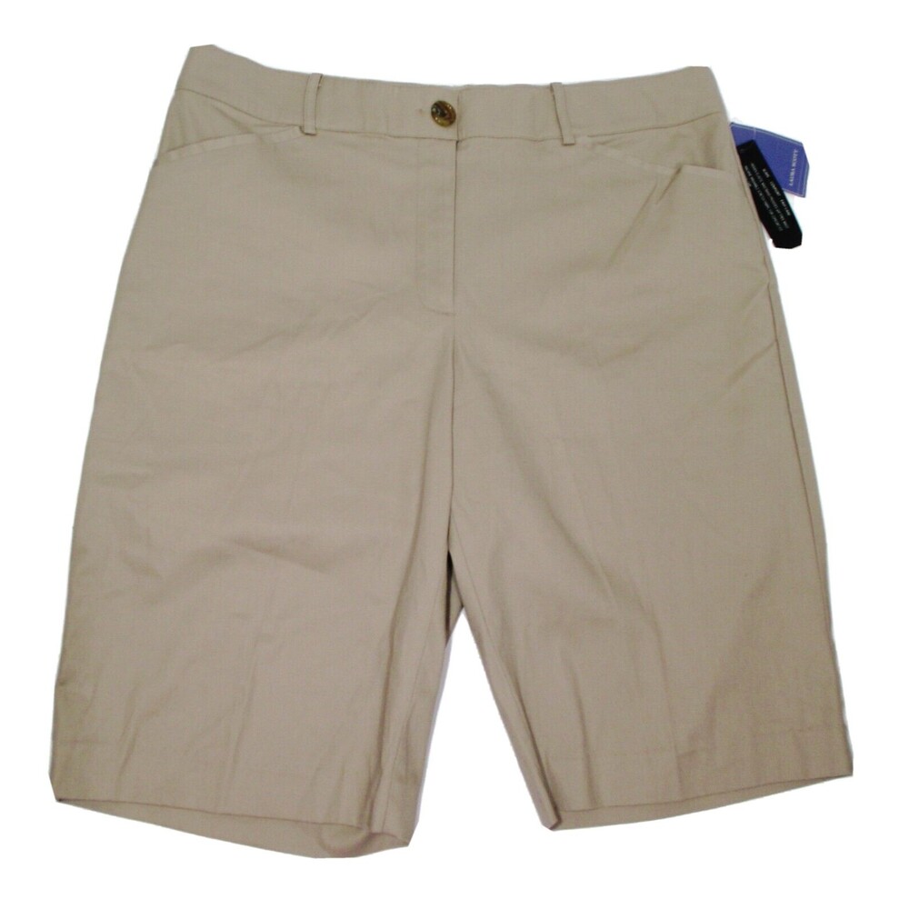 NWT Laura Scott Womens Slimming Sensations Bermuda Shorts Size 16 Tan